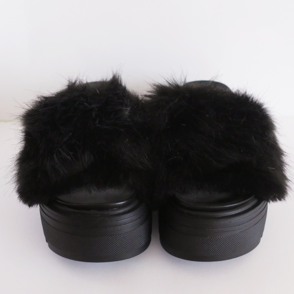 ASOS black furry platform sandals US 7 - Picture 2 of 2